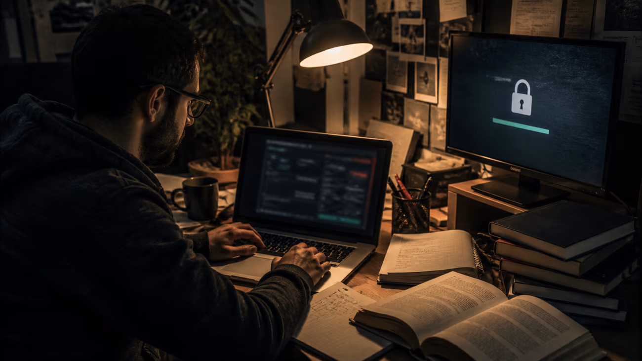 researcher analyzing dark web security